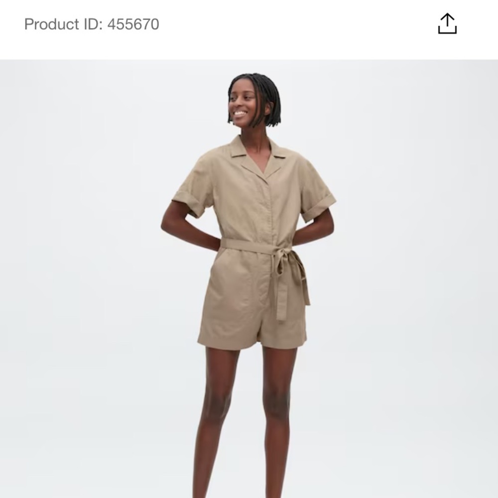 Linen blend short sleeve romper